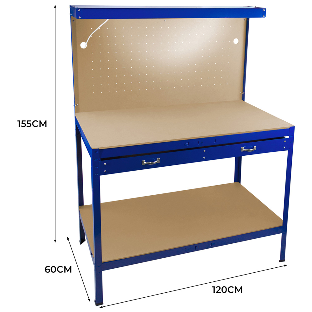 Monster Shop Blue Workbench with Pegboard and Light Image 6