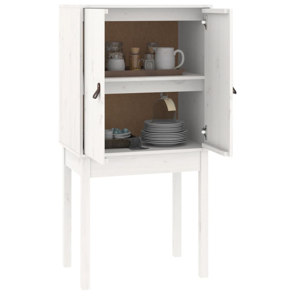 vidaXL 2 Door White Pine Wood Highboard Image 4