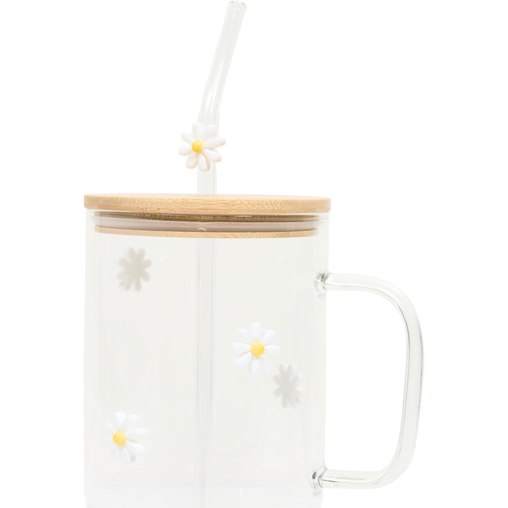 Flower Decal Glass Travel Mug Clear Image 3