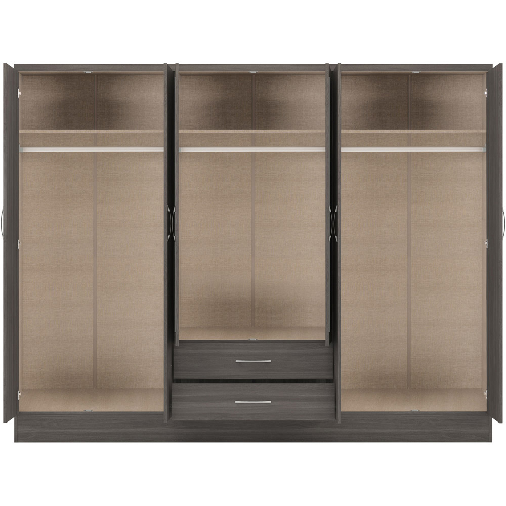 Seconique Nevada 6 Door 2 Drawer Black Wood Grain Wardrobe Image 4