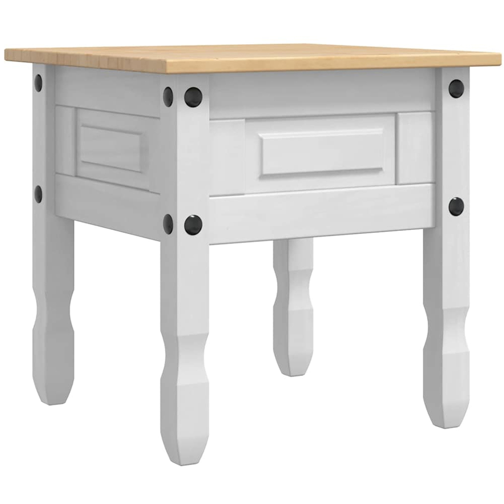 vidaXL Corona Single Drawer White Solid Pine Wood End Table Image 4