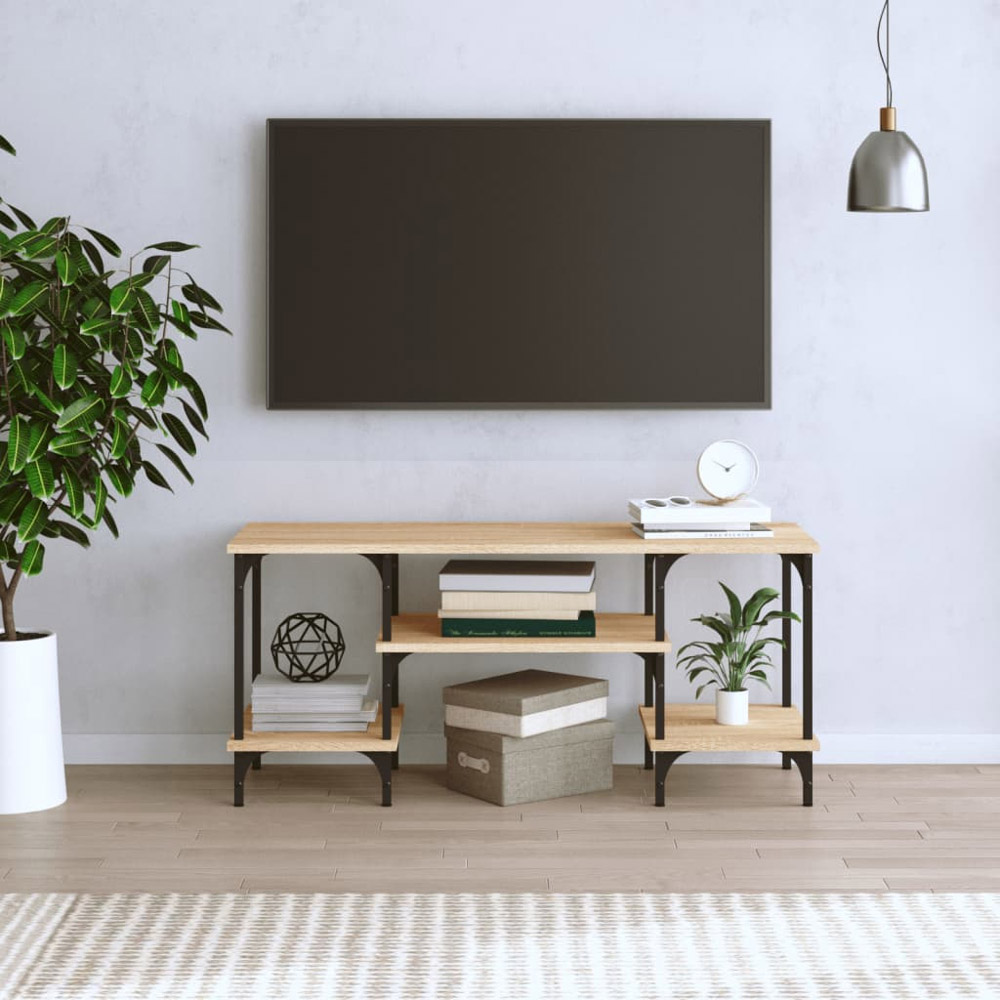 vidaXL 3 Open Shelf Sonoma Oak TV Cabinet with Adjustable Legs Image 3
