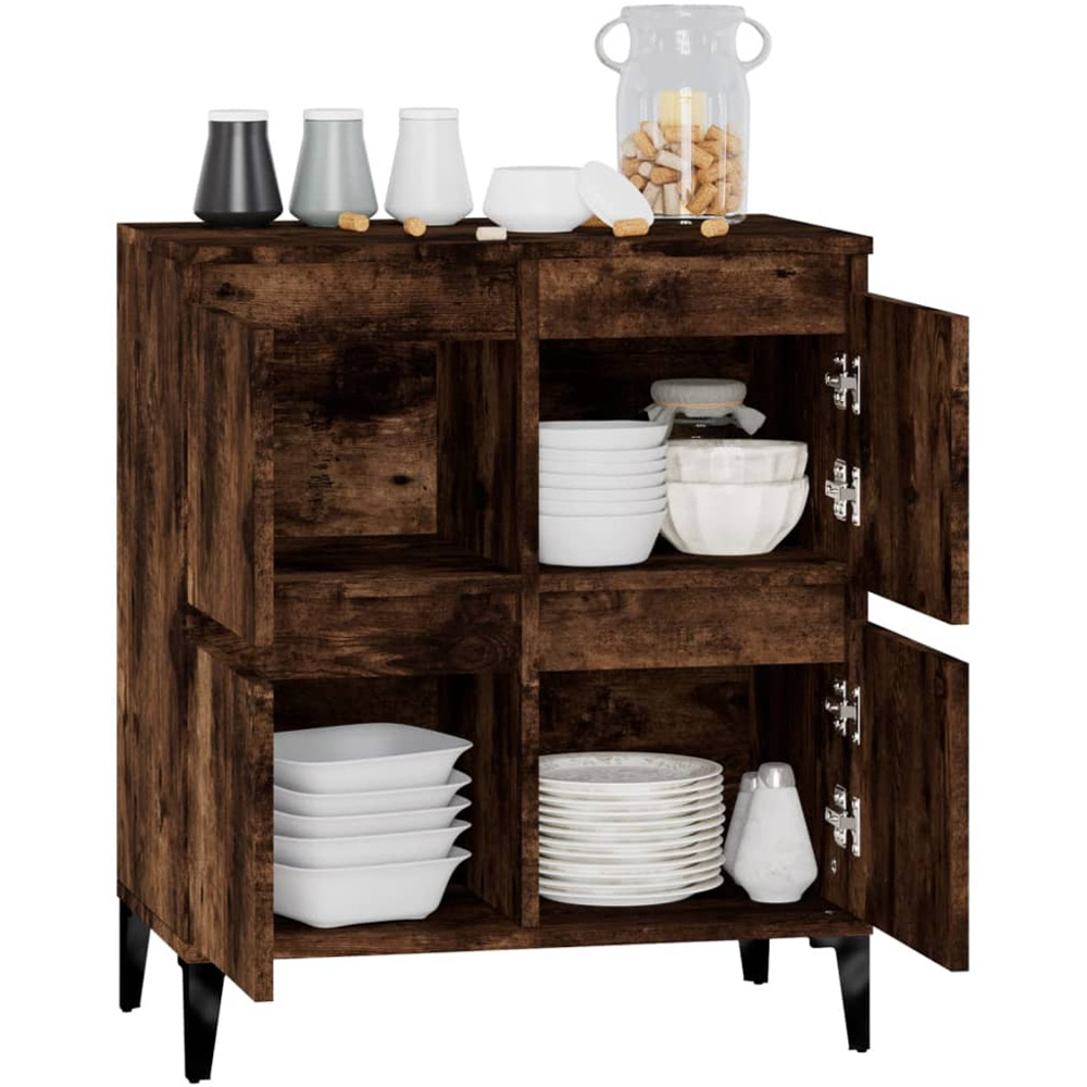 vidaXL 4 Door Smoked Oak Square Sideboard Image 5