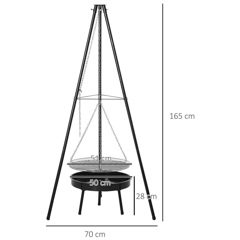 Outsunny Black Tripod Charcoal BBQ Grill Image 8