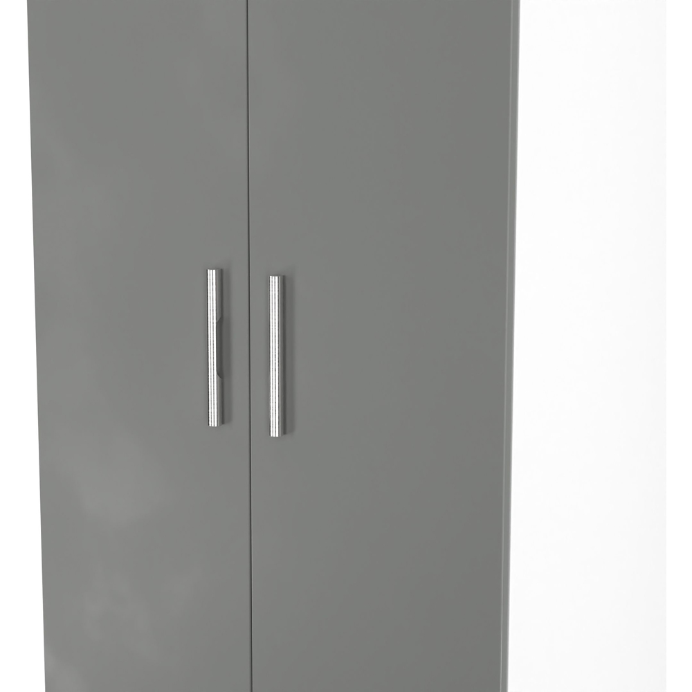Crowndale Contrast 2 Door 2 Drawer Dusk Grey and White Tall Wardrobe Ready Assembled Image 4