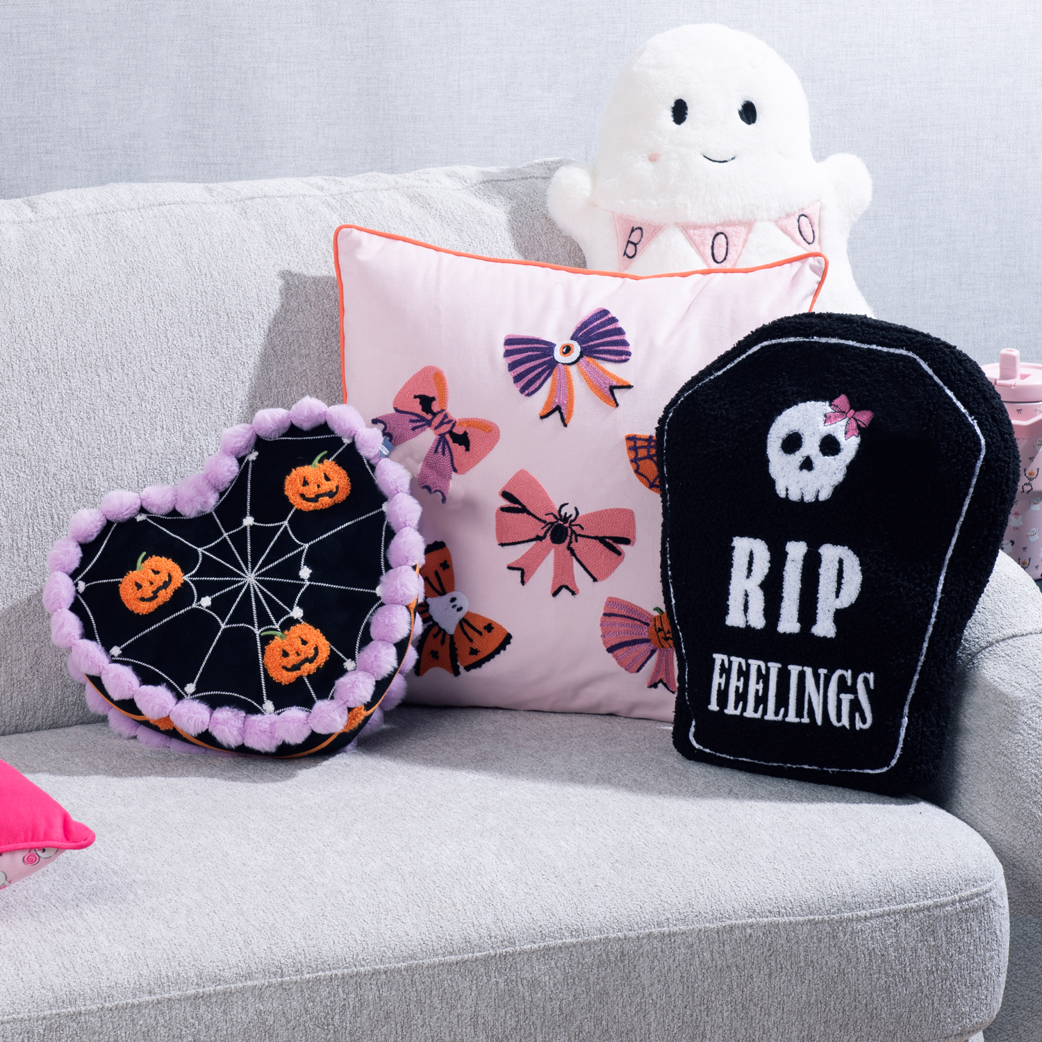 Halloween Bows Cushion Pink Image 2