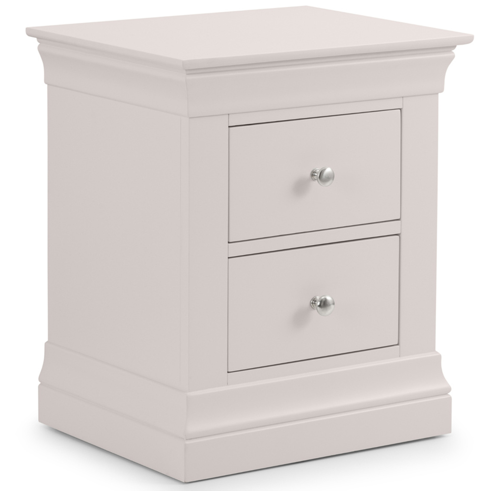 Julian Bowen Clermont 2 Drawer Light Grey Bedside Table Image 2