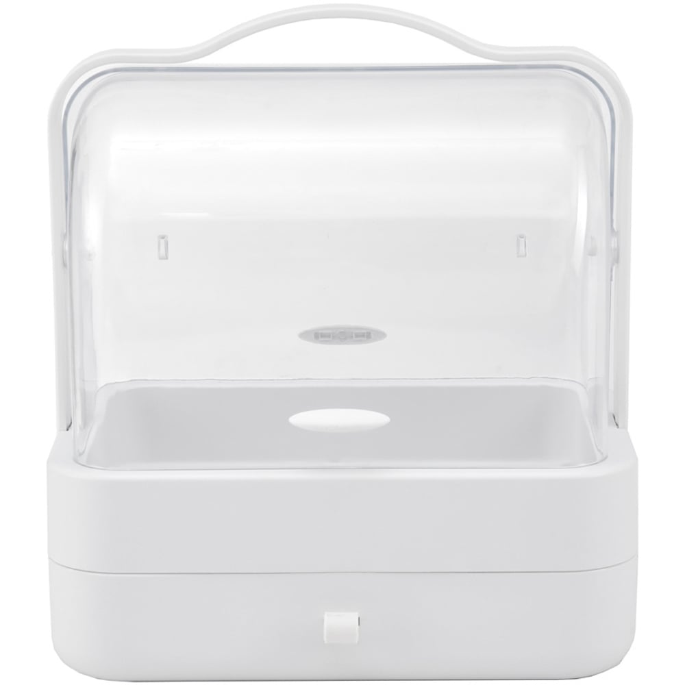 H&O Direct Single Tier White Portable Dustproof Makeup Storage Box Image 1