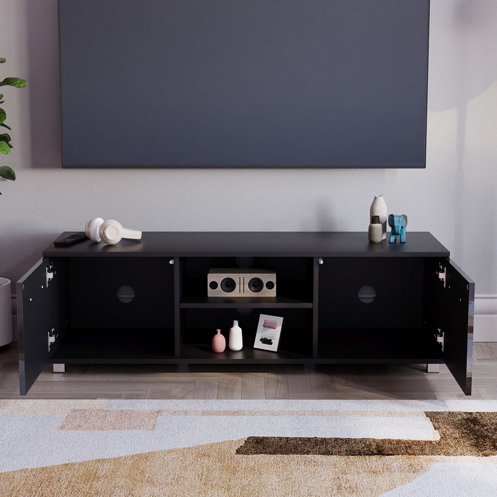 Vida Designs Cosmo 2 Door 2 Shelf Black Small TV Unit Image 7