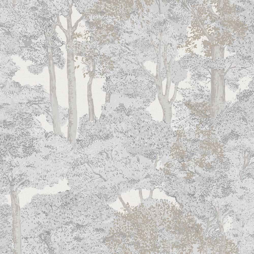 Wilko Easy Tranquil Woodland Grey Wallpaper Image 2