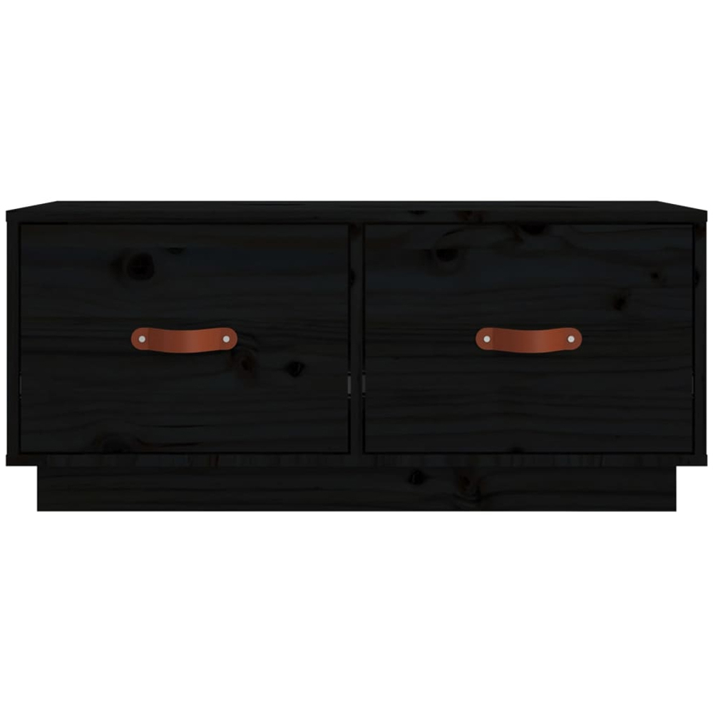 vidaXL 2 Drawer Black Solid Pine Wood TV Cabinet Image 5