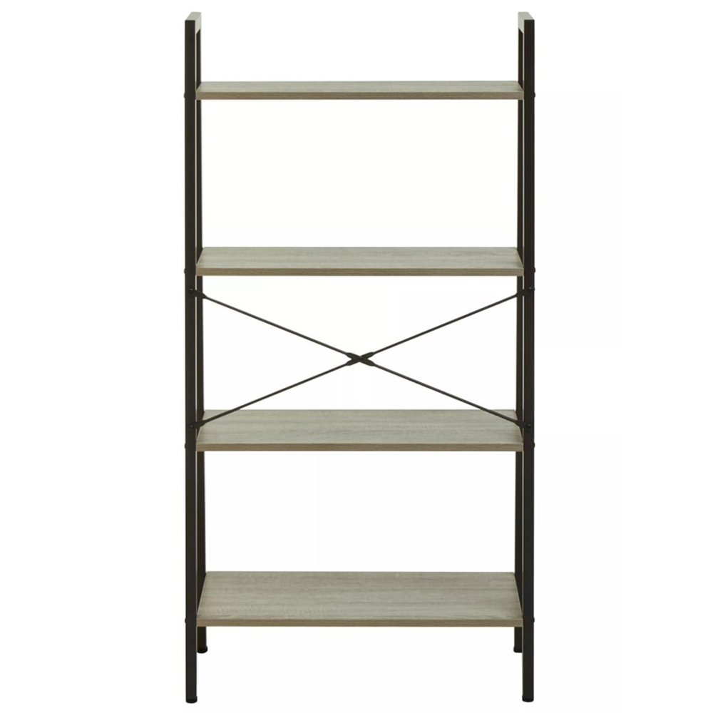 Premier Housewares Bradbury 4 Shelf Grey Oak Veneer Ladder Bookshelf Image 4