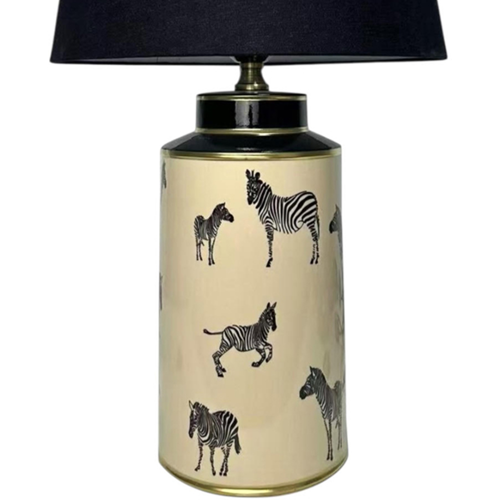 Acacia Home Zebra Pattern Ceramic Table Lamp with Shade 40cm Image 3