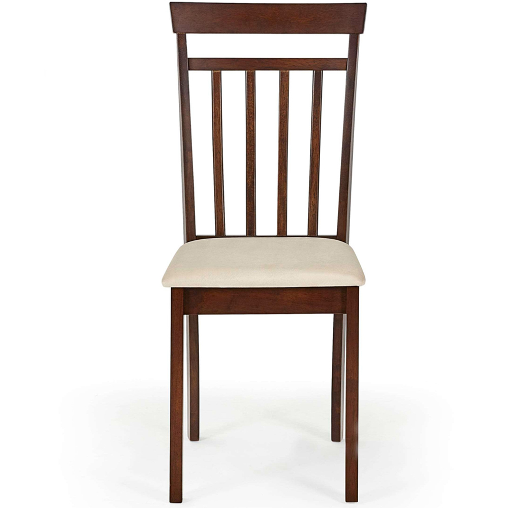 Julian Bowen Coast Set of 2 Walnut Effect Ivory Faux Suede Slatted Back Dining Chair Image 4