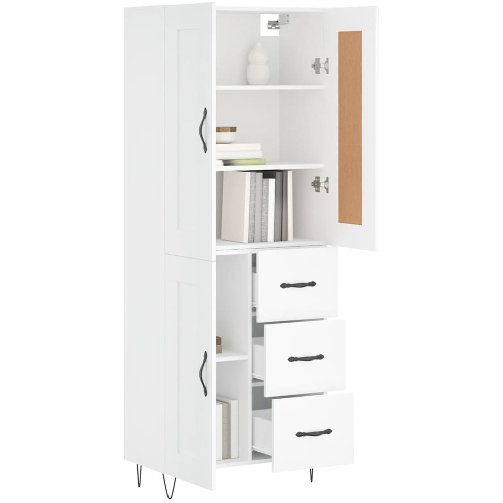 vidaXL 3 Door 3 Drawer White Highboard with Black Handles Image 3