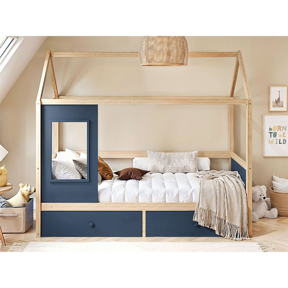 Flair Ted Blue Wooden Play House Bed Frame with Storage Image 6