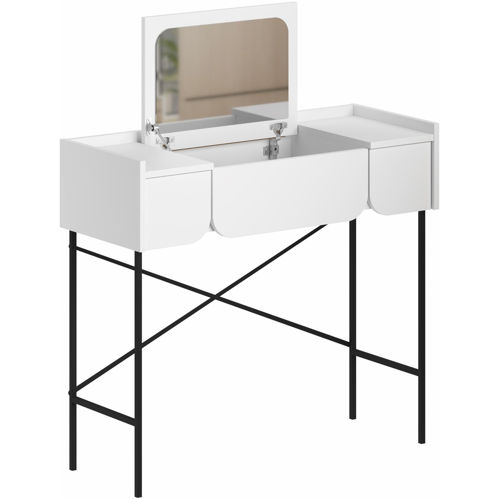 Decortie Terra 2 Drawer White Dressing Table with Mirror Image 2