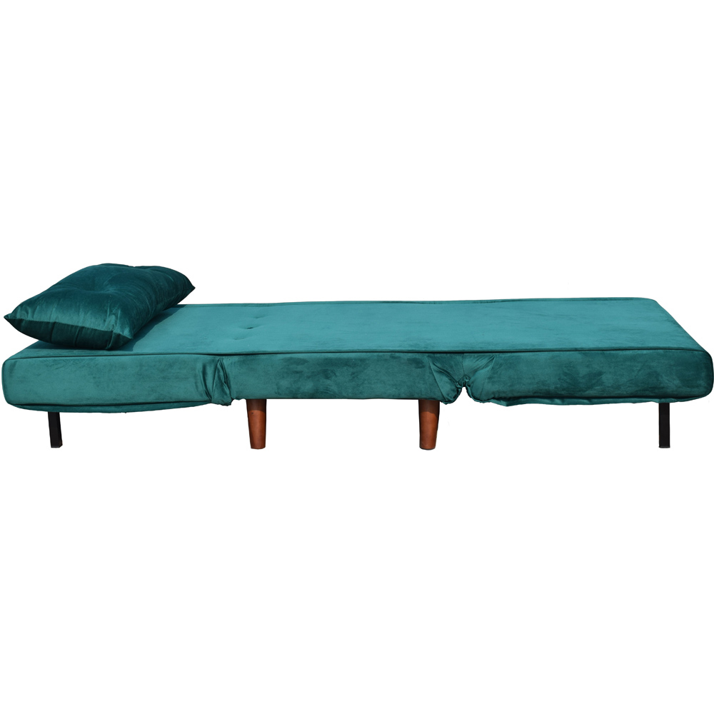 Brooklyn Single Seater Green Plush Velvet Pull Out Sofa Bed Image 2