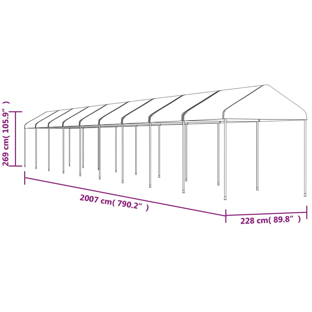 vidaXL 20.07 x 2.28m White Gazebo with Waterproof Roof Image 5