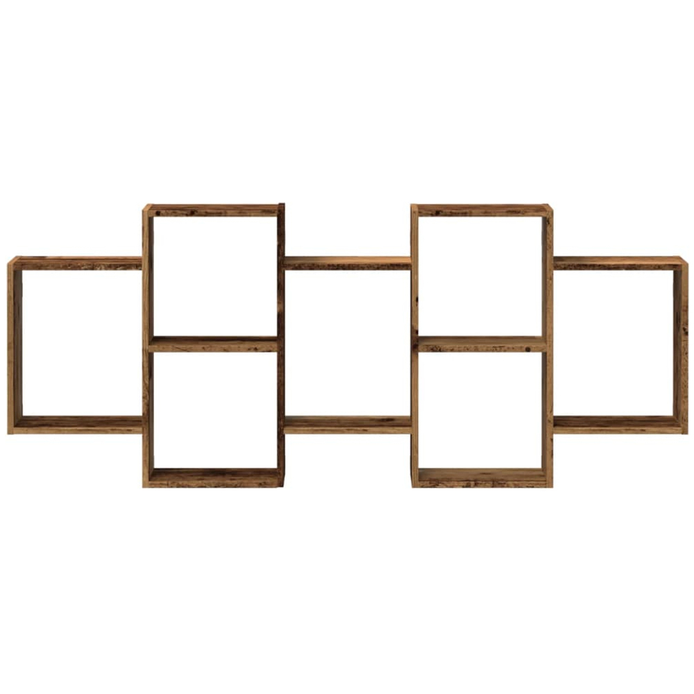 vidaXL 8 Shelf Old Wood Floating Wall Shelf Image 3