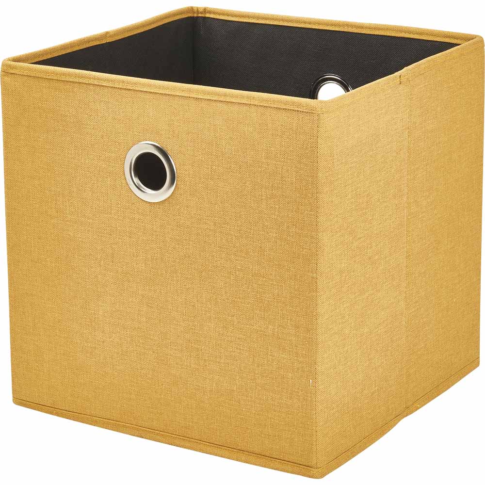 Wilko Ochre Faux Linen Box 30x30cm Wilko