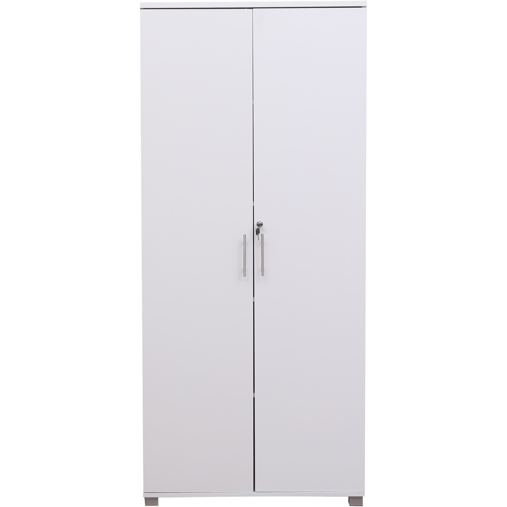 MMT Furniture Designs 2 Door White Wooden Lockable Filing Cabinet Image 2
