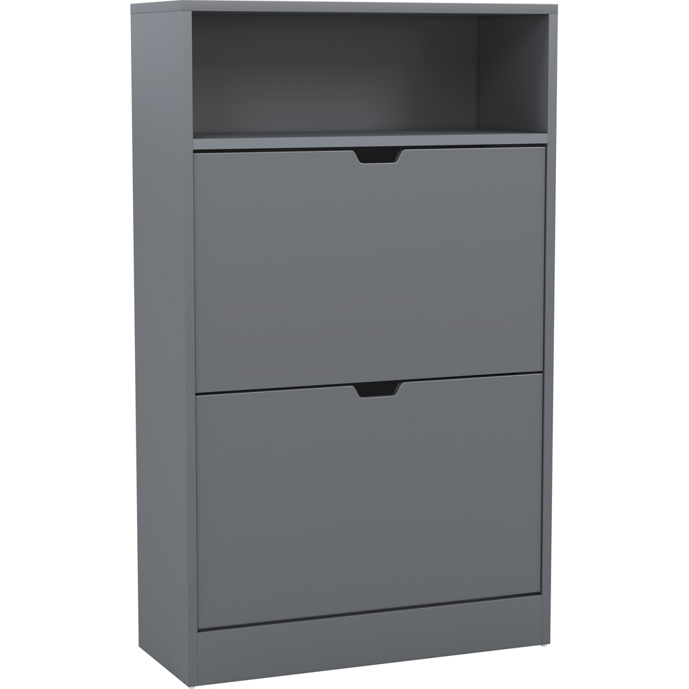 VIDA DESIGNS 2 Drawer Single Shelf Grey Shoe Cabinet Image 2