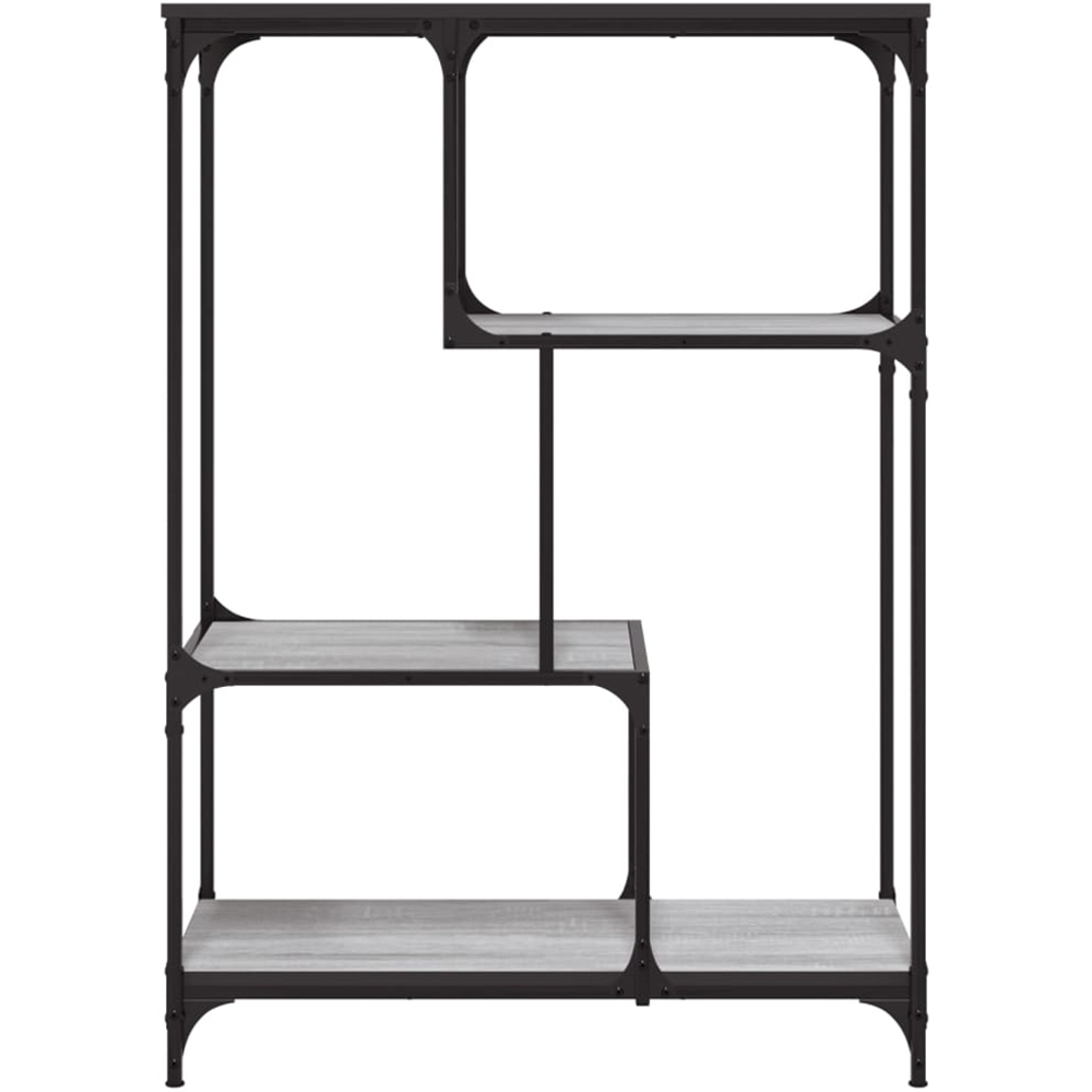 vidaXL 3 Shelf Grey Sonoma Wood and Steel Geometric Bookcase Image 3