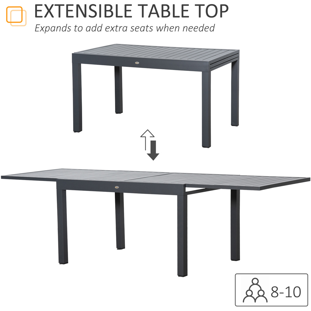 Outsunny 10 Seater Extendable Garden Dining Table Grey Image 5
