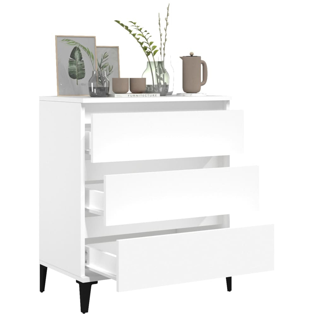 vidaXL 3 Drawer White Sideboard Image 3