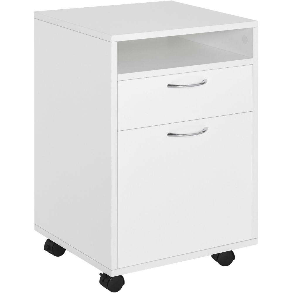 Portland Single Door Single Drawer White Printer Stand Image 2
