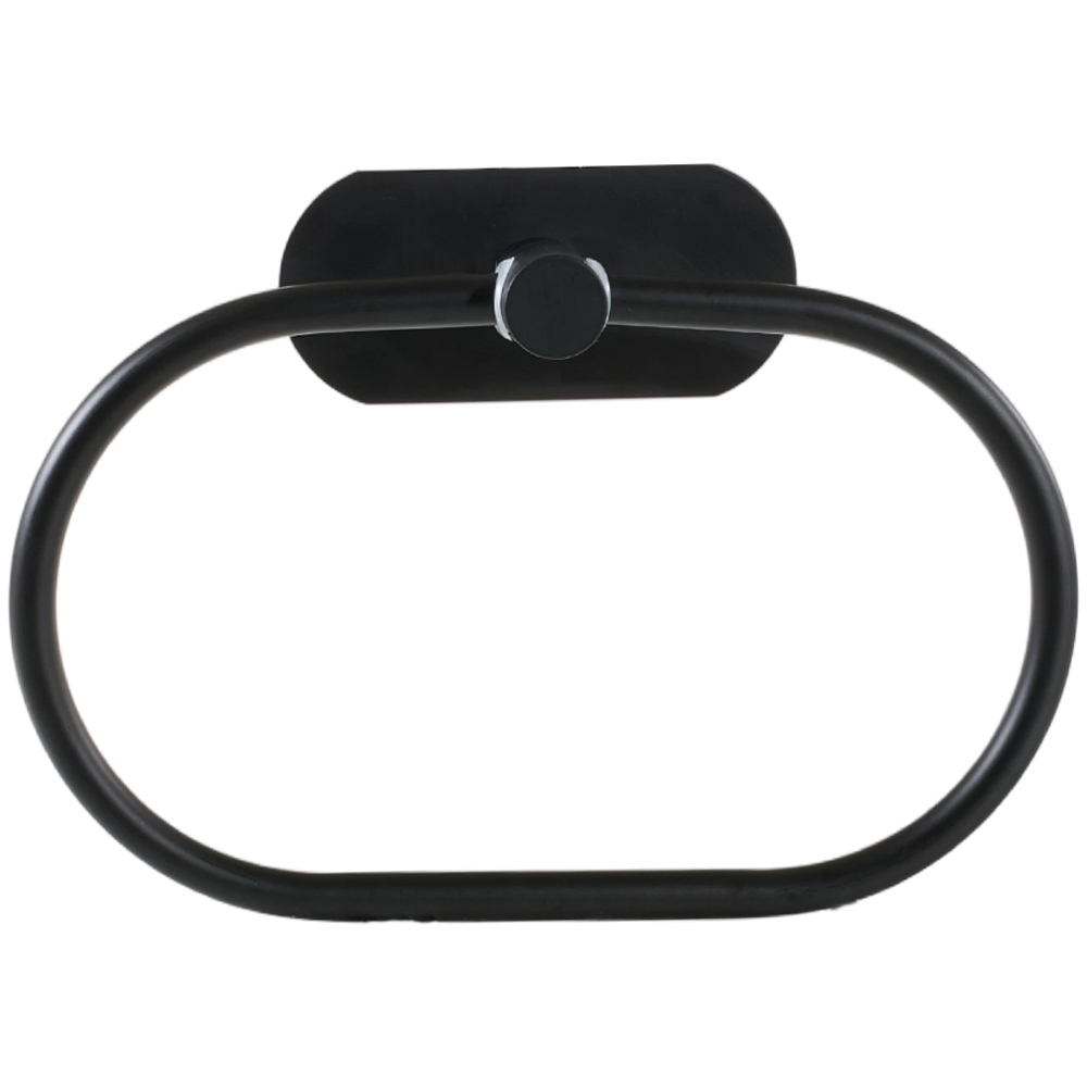 Living and Home Black Self-Adhesive Stainless Steel Oval Towel Ring 20cm Image 3