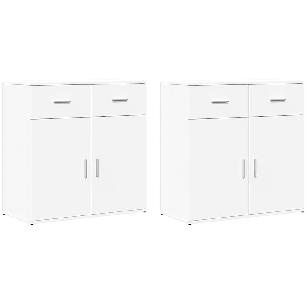 vidaXL 2 Door 2 Drawer White Sideboard Set of 2 Image 2