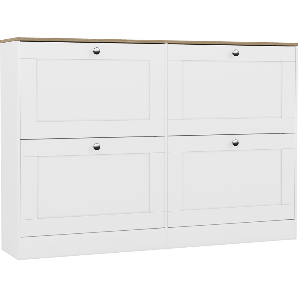 VIDA DESIGNS 4 Drawer White and Oak Effect Shoe Cabinet Image 2
