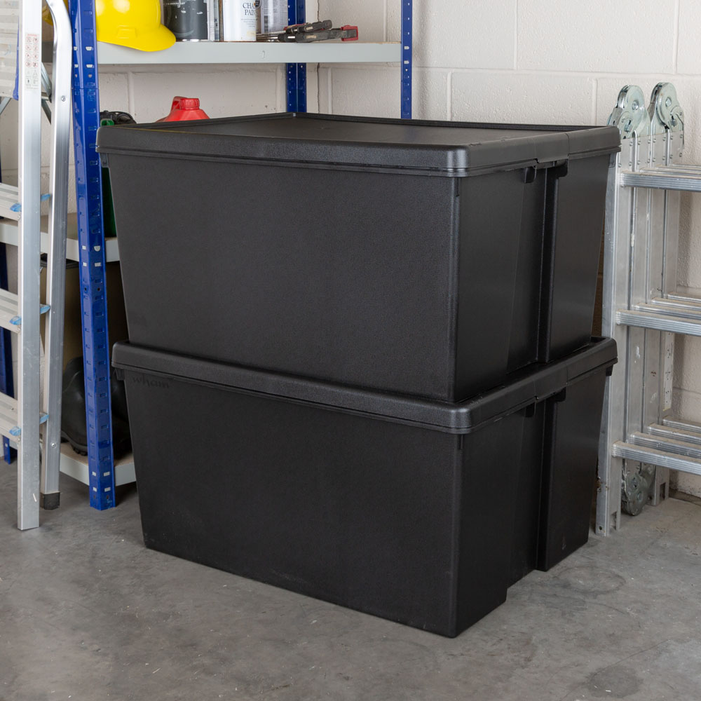 Wham 150L Black Bam Storage Box with Lid 2 Pack Image 2