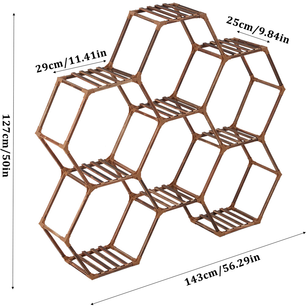 Living and Home 9 Shelf Hexagonal Wooden Plant Stand Image 7