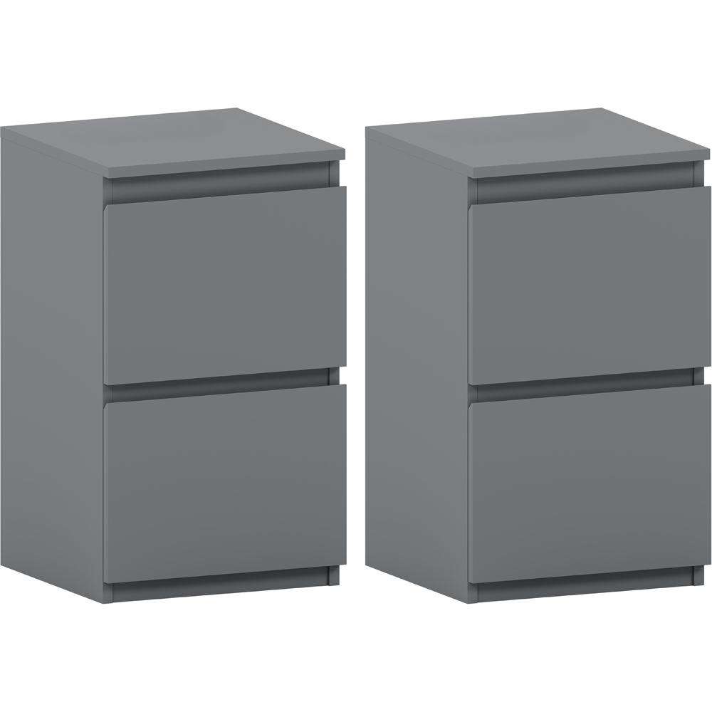 VIDA DESIGNS Denver 2 Drawer Grey Bedside Cabinet Set of 2 Image 2