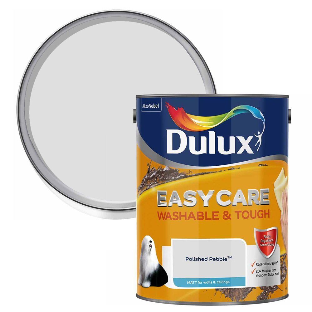 Dulux Easycare Washable & Tough Polished Pebble Matt Emulsion Paint 5L Image 1