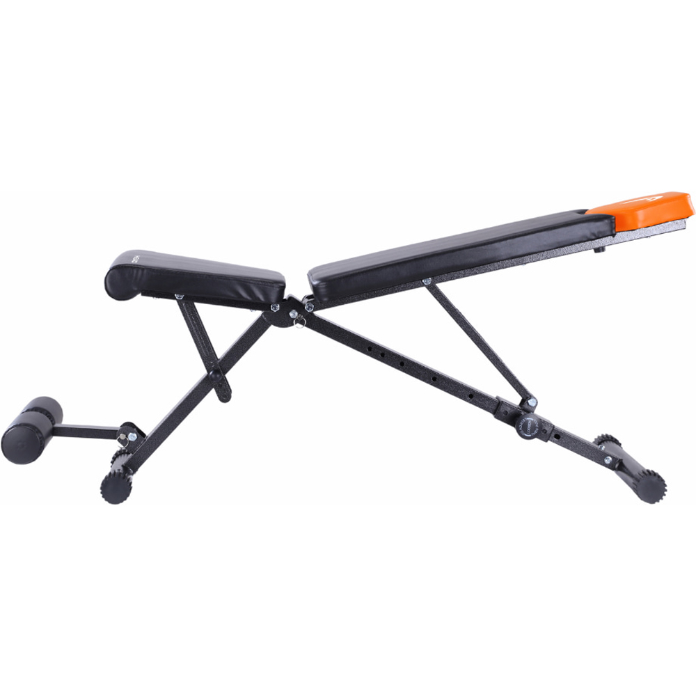 Head Black and Orange Foldable Multi-Functional Fitness Bench Image 3