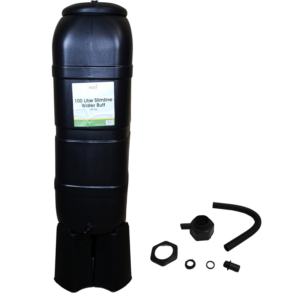 Samuel Alexander 100L Black Slimline Garden Water Butt Image 1