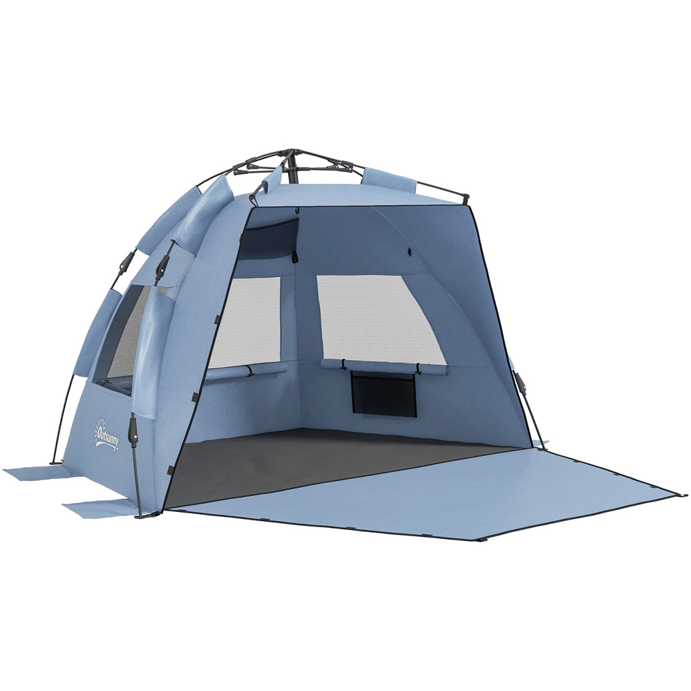 Outsunny 2-3 Person Pop-Up Beach Camping Tent Light Blue Image 1