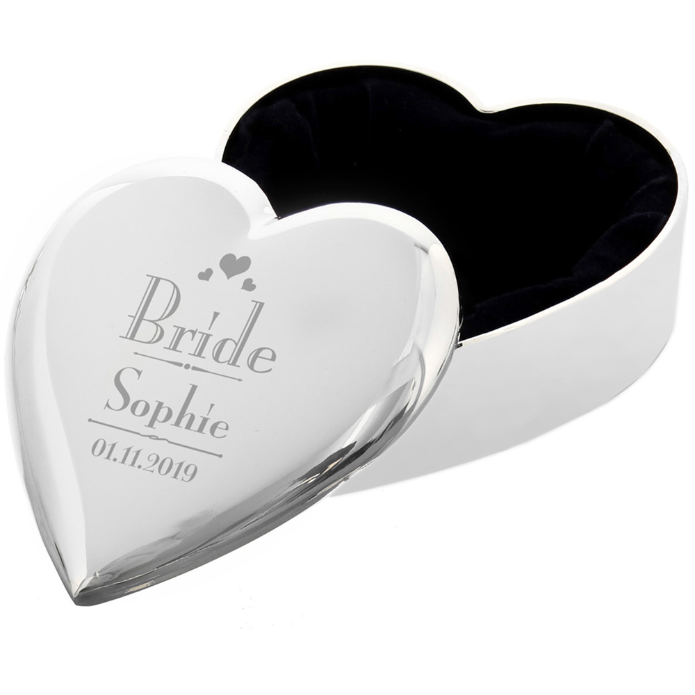 Personalised Memento Personalised Wedding Bride Heart Trinket Box Image 1