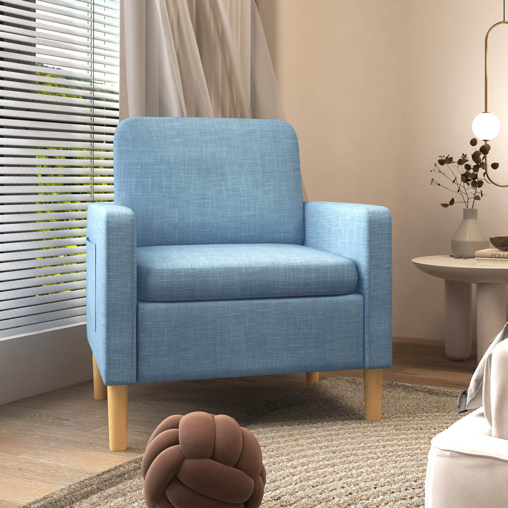 Portland Blue Linen Upholstered Modern Accent Chair Image 7