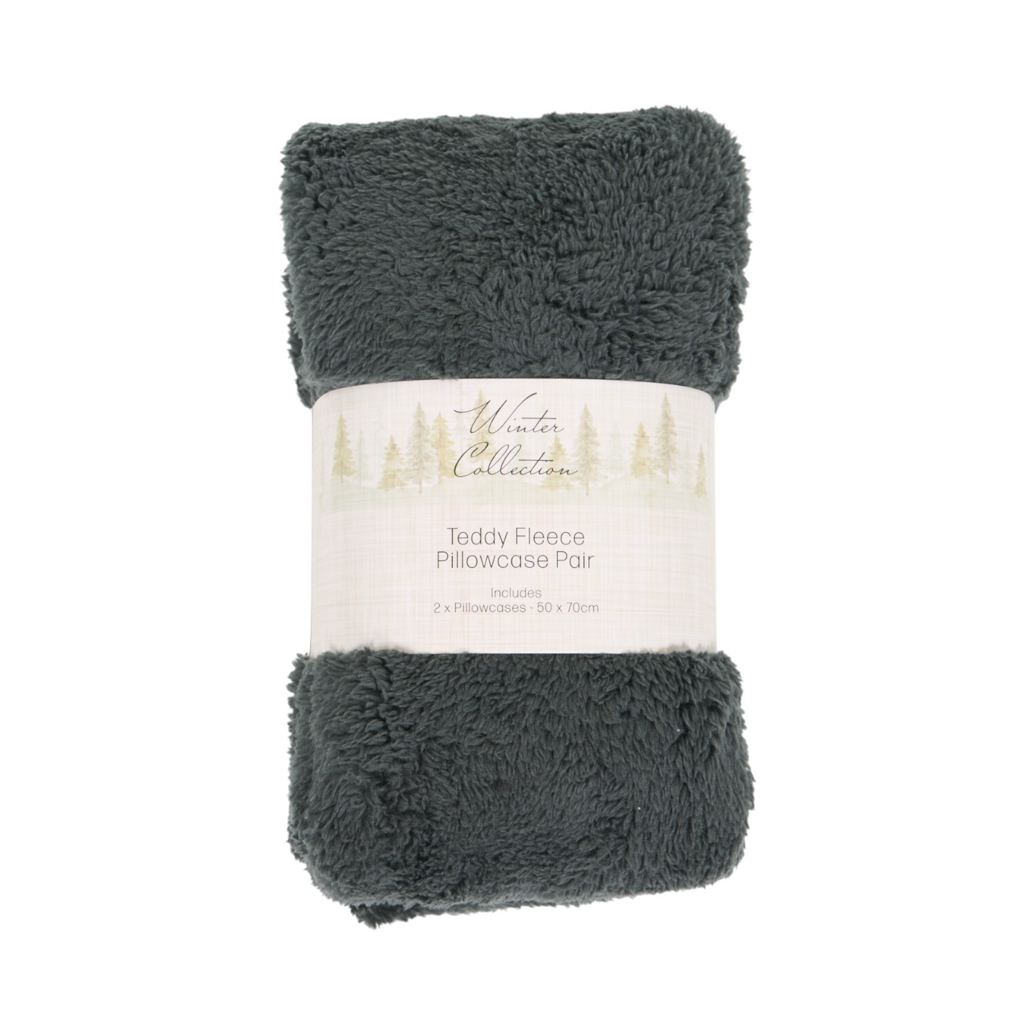Pack of 2 Teddy Fleece PillowcasesCharcoal Image 1
