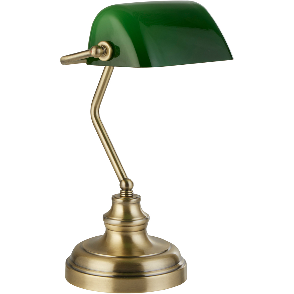 Lighting Collection Bankers Deep Green Glass Shade Table Lamp Image 1