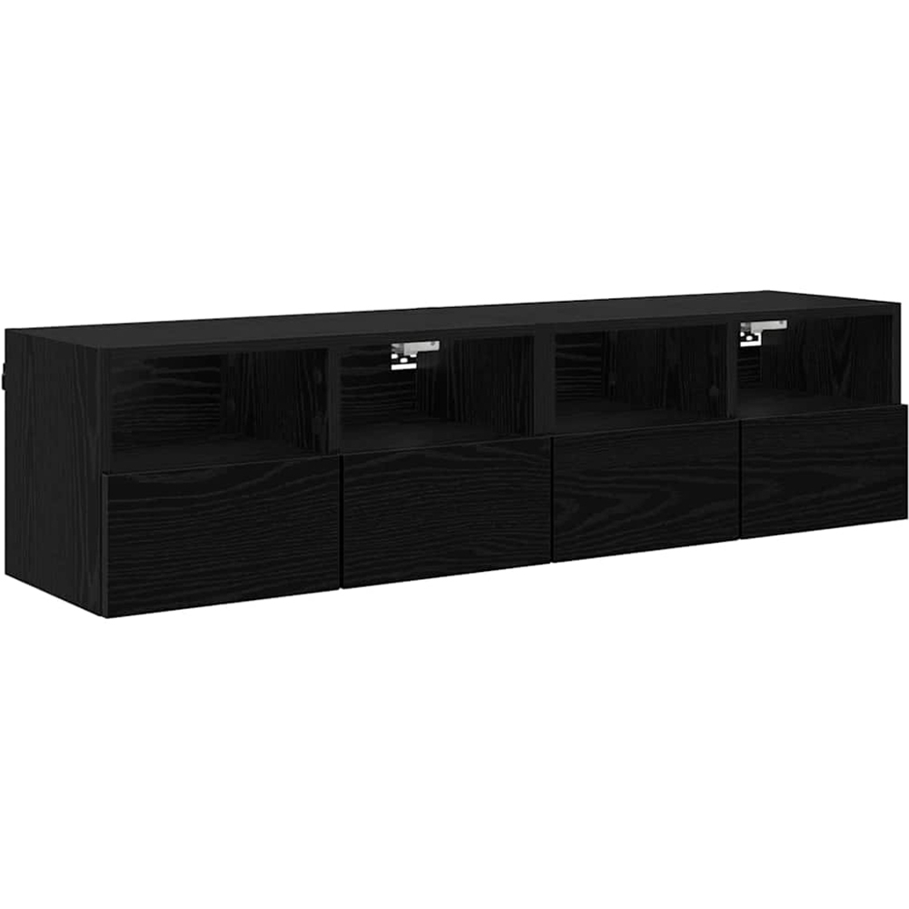 vidaXL 2 Door 2 Shelf Black Oak Wall Mounted TV Unit Set of 2 Image 2