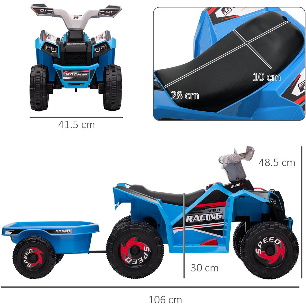 Tommy Toys Toddler Ride On Electric Quad Bike With Trailer Blue 6V Image 6