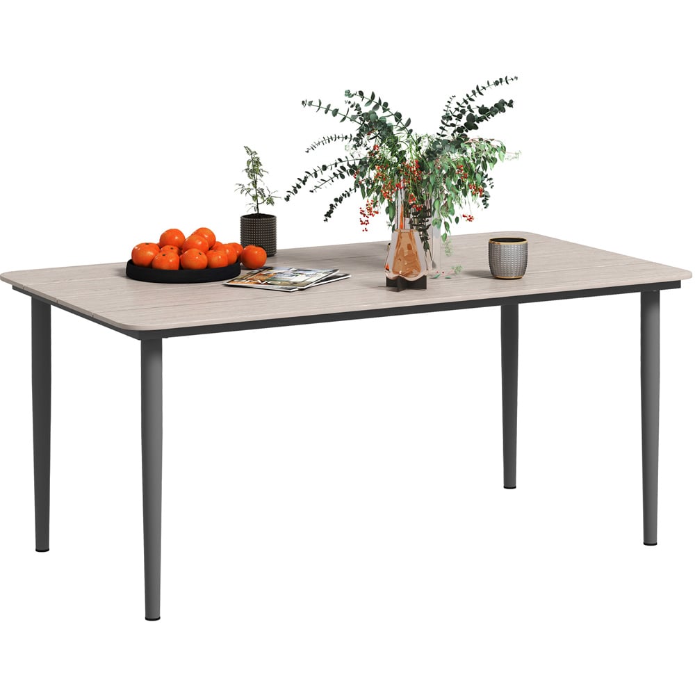 Outsunny 6 Seater Rust Resistant Metal Frame Garden Dining Table Light Grey Image 2