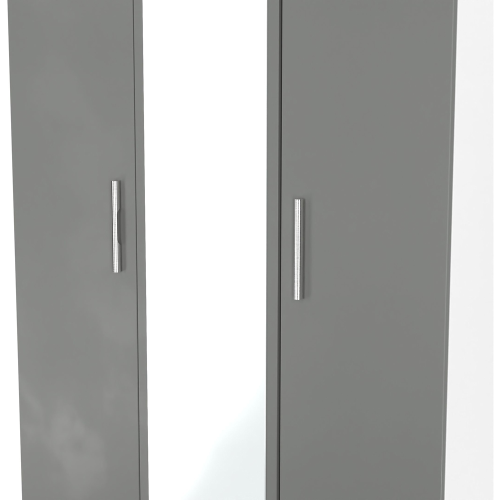 Crowndale Contrast 3 Door Dusk Grey and White Tall Mirrored Wardrobe Ready Assembled Image 4