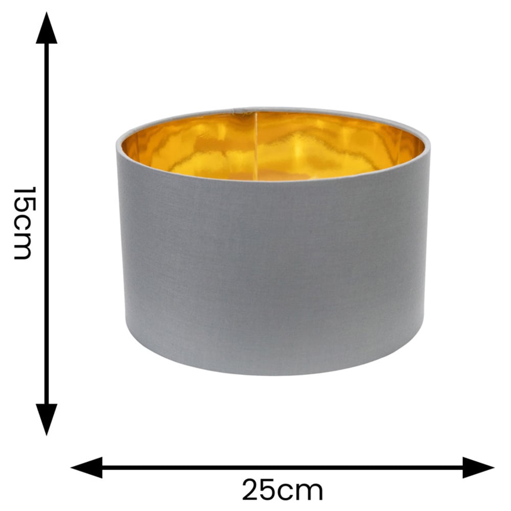 ValueLights Reni Grey and Gold Inner Drum Ceiling Lamp Shade 25cm Image 4